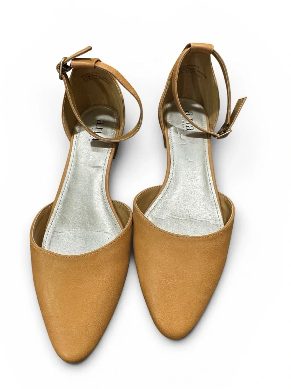 A.N.A. Darrell Tan Ankle-Strap Pointed Flats. Size 6M - Picture 2 of 6